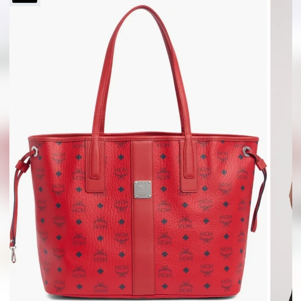 NWT MCM Medium Liz Reversible Shopper-Candy Red